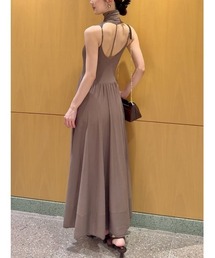 バックオープンデザインロングニットワンピース