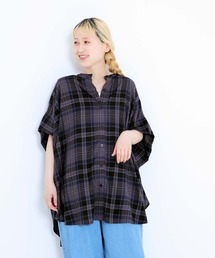 冷感袖折り返しタックチュニック