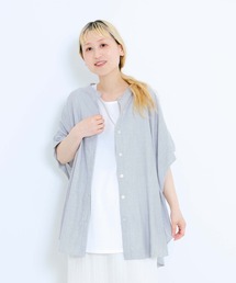 冷感袖折り返しタックチュニック