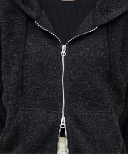 ORCIVAL(オーシバル)の「ORCIVAL/オーシバル ジップフリースフーディ ZIP FLEECE HOODIE OR-A0823 YFR(パーカー・レディース・オートミール/チャコールグレー・2)」の4枚目の写真