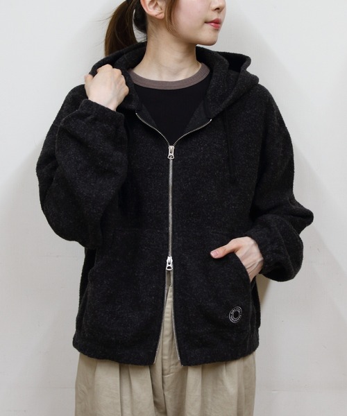 ORCIVAL(オーシバル)の「ORCIVAL/オーシバル ジップフリースフーディ ZIP FLEECE HOODIE OR-A0823 YFR(パーカー・レディース・オートミール/チャコールグレー・2)」の5枚目の写真