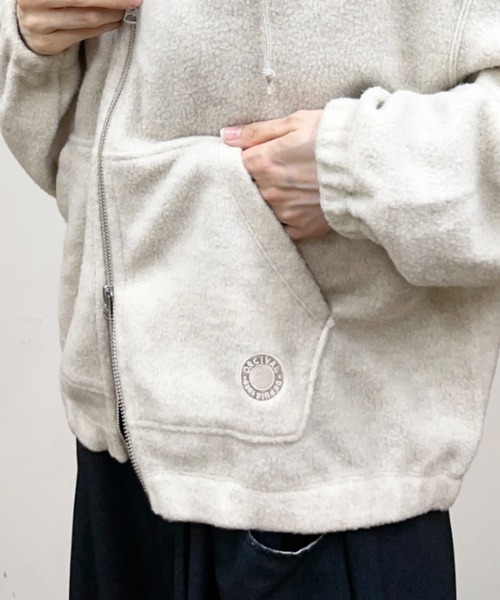 ORCIVAL(オーシバル)の「ORCIVAL/オーシバル ジップフリースフーディ ZIP FLEECE HOODIE OR-A0823 YFR(パーカー・レディース・オートミール/チャコールグレー・2)」の9枚目の写真