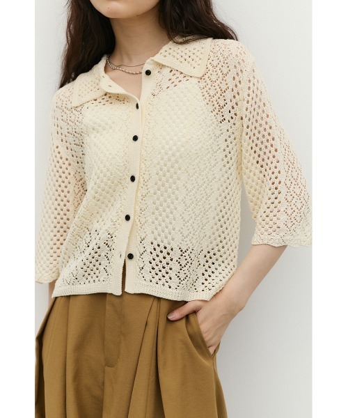 STYLEMIXER（スタイルミキサー）の「ミックスクロシェニットトップ（ニット/セーター・レディース・アイボリー/ブラウン/ネイビー・FREE）」の10枚目の写真