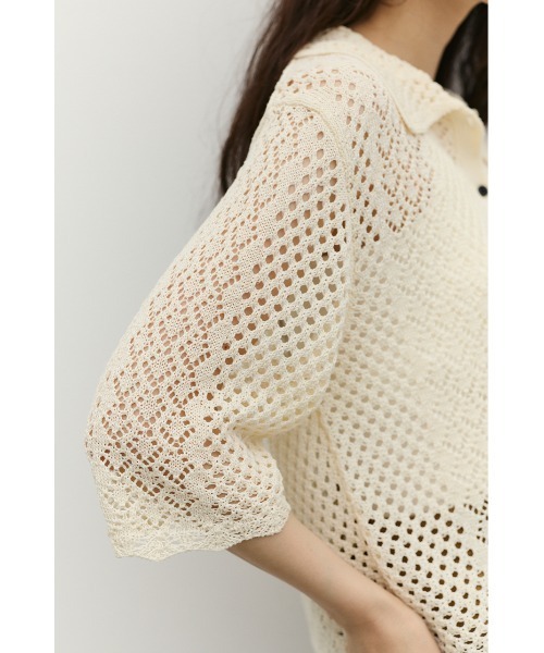STYLEMIXER（スタイルミキサー）の「ミックスクロシェニットトップ（ニット/セーター・レディース・アイボリー/ブラウン/ネイビー・FREE）」の15枚目の写真