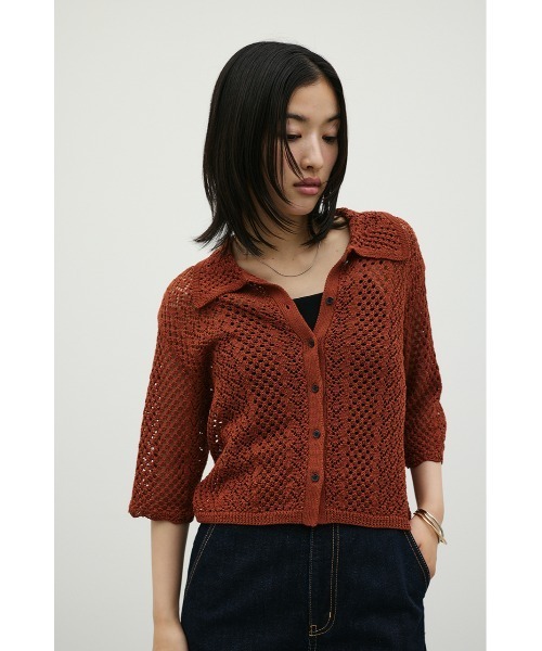 STYLEMIXER（スタイルミキサー）の「ミックスクロシェニットトップ（ニット/セーター・レディース・アイボリー/ブラウン/ネイビー・FREE）」の21枚目の写真
