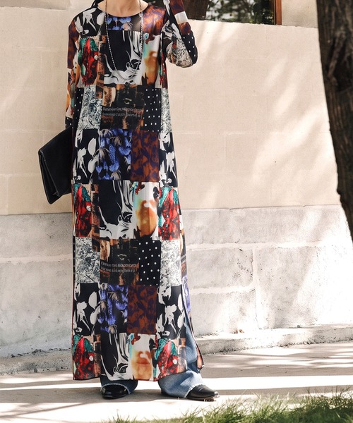 antiqua(アンティカ)の「アーカイブ柄 シアー ロングワンピース(ワンピース・レディース・マルチ・ONESIZE)」の3枚目の写真