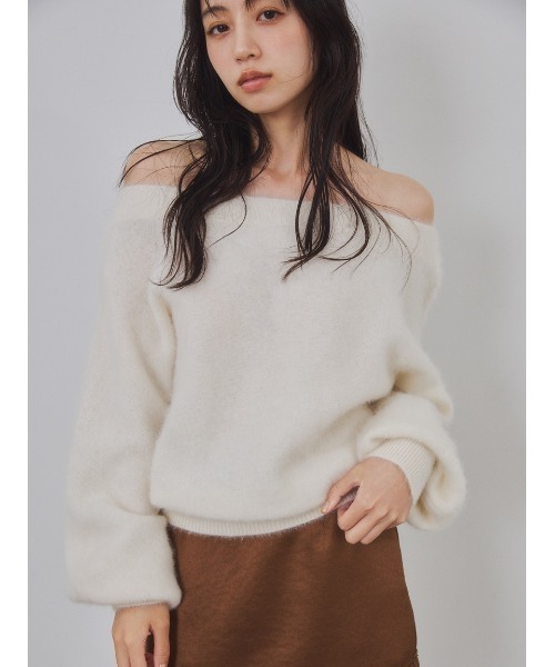 FRAY I.D(フレイアイディー)の「フォックスカシミアオフショルプルオーバー(Tシャツ/カットソー・レディース・ブラウン/アイボリー/ライトブルー/グレー・F)」の1枚目の写真