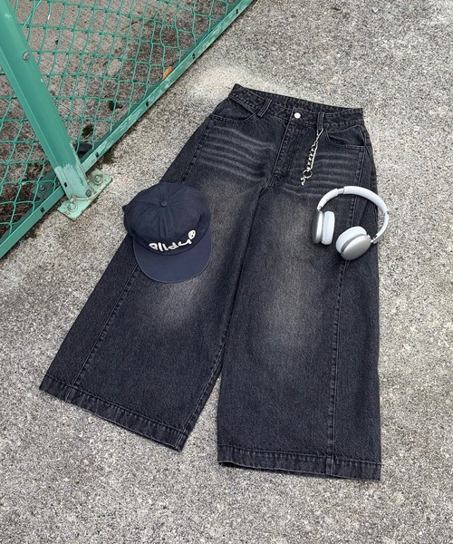 UNDERSTATEMENTs(アンダーステイトメント)の「ヴィンテージブラストワイドデニムパンツ(デニムパンツ・メンズ・ブラック・SMALL/MEDIUM/LARGE)」の1枚目の写真