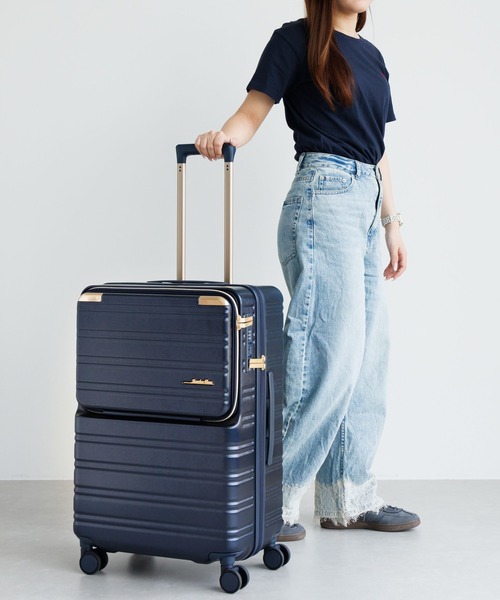 Jewelna Rose(ジュエルナローズ)の「ノクシエラ フロントポケット付スーツケース 65L 09362(スーツケース/キャリーバッグ・レディース・シルバー/ピンク/ネイビー・FREE)」の9枚目の写真