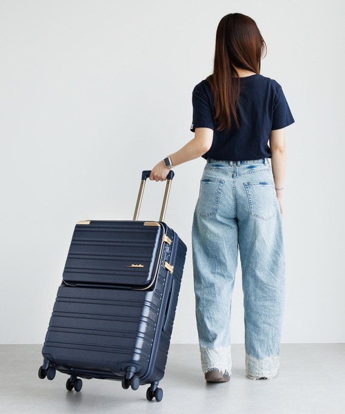 Jewelna Rose(ジュエルナローズ)の「ノクシエラ フロントポケット付スーツケース 65L 09362(スーツケース/キャリーバッグ・レディース・シルバー/ピンク/ネイビー・FREE)」の10枚目の写真