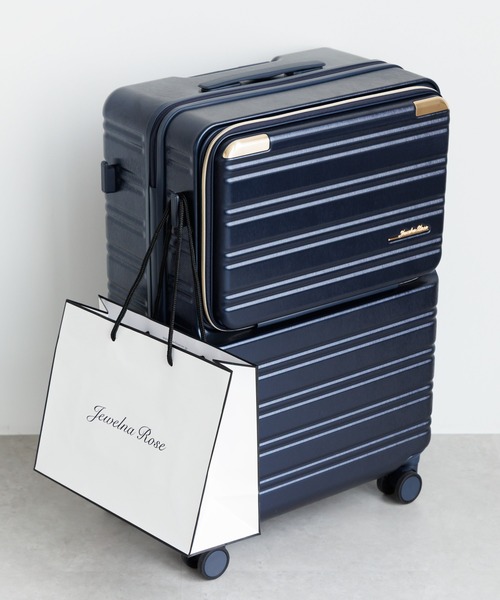 Jewelna Rose(ジュエルナローズ)の「ノクシエラ フロントポケット付スーツケース 65L 09362(スーツケース/キャリーバッグ・レディース・シルバー/ピンク/ネイビー・FREE)」の12枚目の写真