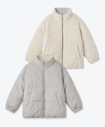 デイリープファーリバーシブルフリースショートパディングジャケット [アッシュグレー/クリーム]