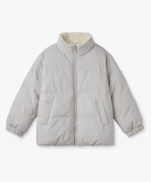 MUSINSA STANDARD KIDS（ムシンサスタンダードキッズ）の「デイリープファーリバーシブルフリースショートパディングジャケット [アッシュグレー/クリーム]（ブルゾン・レディース・その他・110/120/140/160/100/150/130）」の2枚目の写真