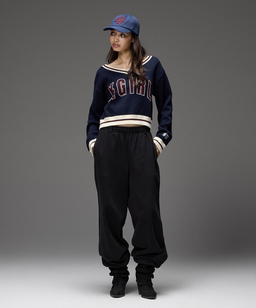 X-girl(エックスガール)の「LOGO JACQUARD V-NECK KNIT TOP(ニット/セーター・レディース・ブラック/ネイビー・ONE SIZE)」の10枚目の写真