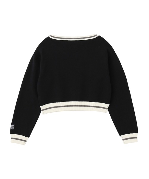 X-girl(エックスガール)の「LOGO JACQUARD V-NECK KNIT TOP(ニット/セーター・レディース・ブラック/ネイビー・ONE SIZE)」の16枚目の写真