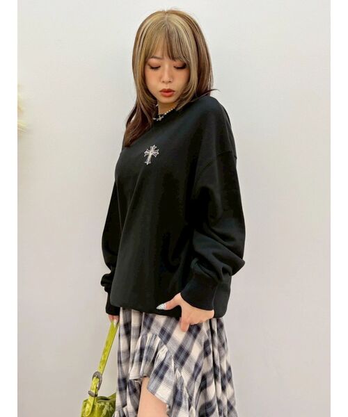 EVRIS(エヴリス)の「クロスグラフィックスウェットプルオーバー 秋服(スウェット・レディース・ホワイト/グレー/ブラック・FREE)」の14枚目の写真