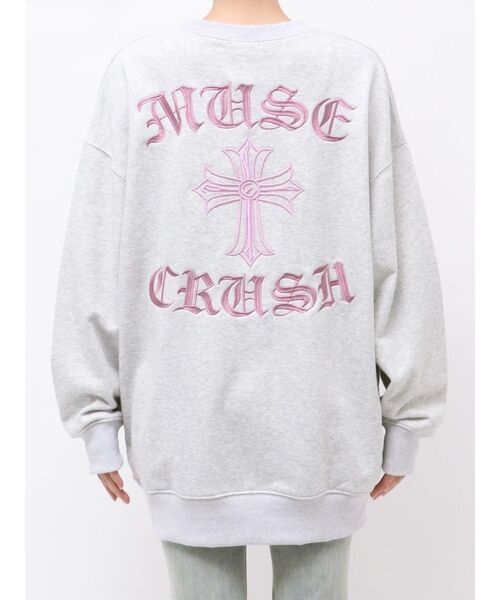 EVRIS(エヴリス)の「クロスグラフィックスウェットプルオーバー 秋服(スウェット・レディース・ホワイト/グレー/ブラック・FREE)」の4枚目の写真
