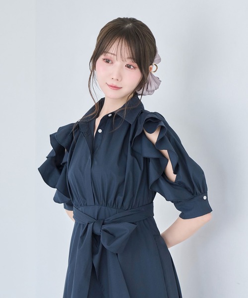 Rose Muse(ロゼミューズ)の「Bow tie shirts dress(シャツワンピース・レディース・ネイビー/アイボリー/ベージュ・FREE)」の13枚目の写真