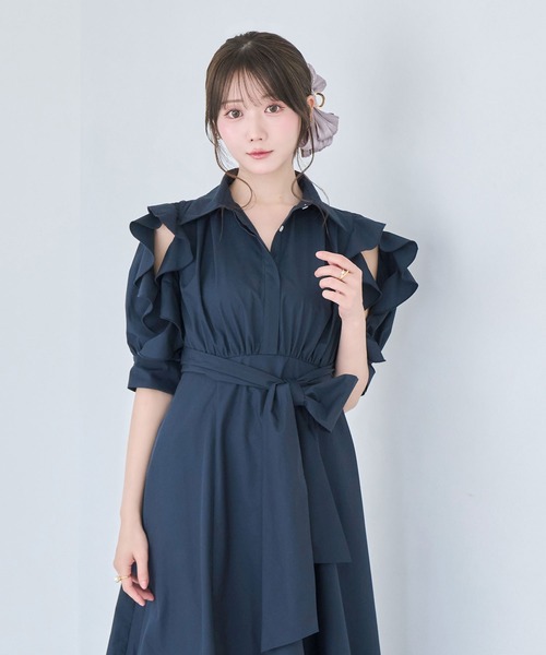 Rose Muse(ロゼミューズ)の「Bow tie shirts dress(シャツワンピース・レディース・ネイビー/アイボリー/ベージュ・FREE)」の14枚目の写真