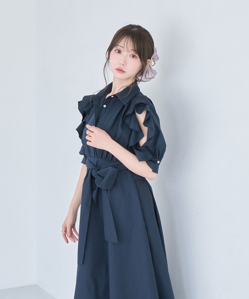 Rose Muse(ロゼミューズ)の「Bow tie shirts dress(シャツワンピース・レディース・ネイビー/アイボリー/ベージュ・FREE)」の15枚目の写真