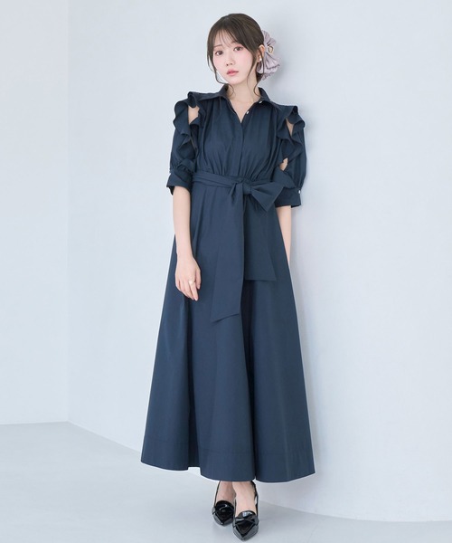 Rose Muse(ロゼミューズ)の「Bow tie shirts dress(シャツワンピース・レディース・ネイビー/アイボリー/ベージュ・FREE)」の16枚目の写真