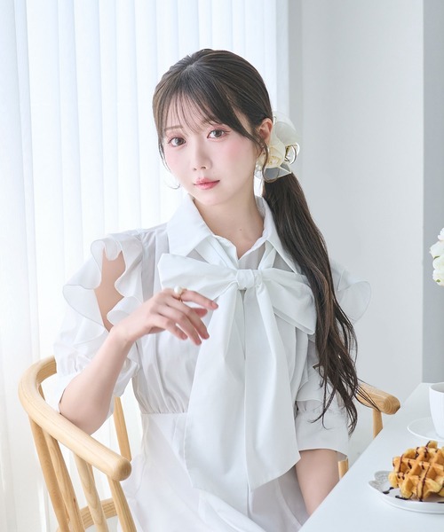 Rose Muse(ロゼミューズ)の「Bow tie shirts dress(シャツワンピース・レディース・ネイビー/アイボリー/ベージュ・FREE)」の9枚目の写真