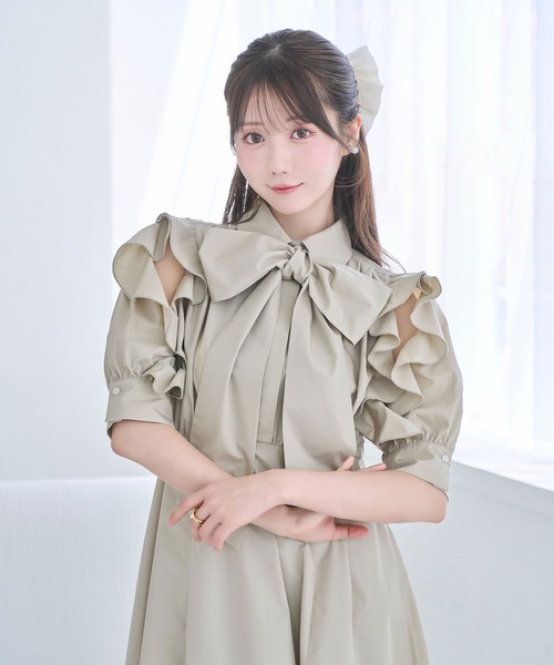 Rose Muse(ロゼミューズ)の「Bow tie shirts dress(シャツワンピース・レディース・ネイビー/アイボリー/ベージュ・FREE)」の21枚目の写真