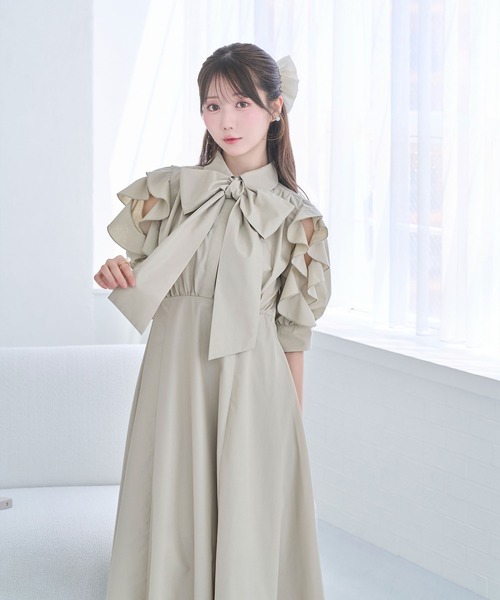 Rose Muse(ロゼミューズ)の「Bow tie shirts dress(シャツワンピース・レディース・ネイビー/アイボリー/ベージュ・FREE)」の22枚目の写真
