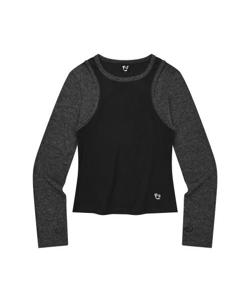 LMR(エルエムアール)の「スリムリブレイヤード長袖TシャツBLACK(Tシャツ/カットソー・レディース・ブラック・SMALL/MEDIUM)」の2枚目の写真