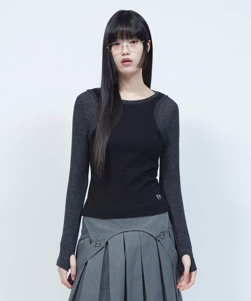 LMR(エルエムアール)の「スリムリブレイヤード長袖TシャツBLACK(Tシャツ/カットソー・レディース・ブラック・SMALL/MEDIUM)」の7枚目の写真