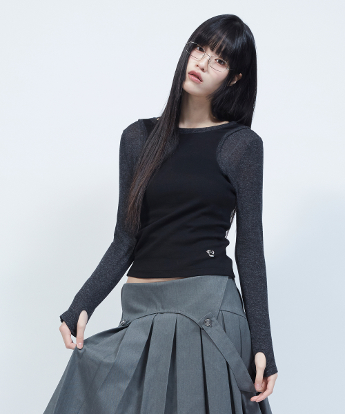 LMR(エルエムアール)の「スリムリブレイヤード長袖TシャツBLACK(Tシャツ/カットソー・レディース・ブラック・SMALL/MEDIUM)」の9枚目の写真