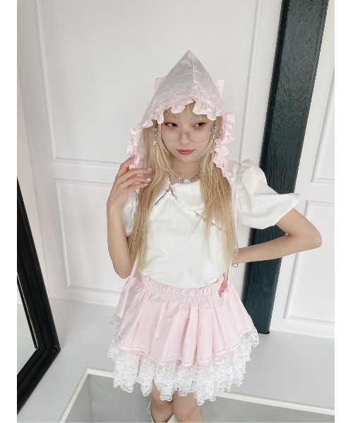 lilLilly(リルリリー)の「ホックテープパフスリーブトップス(Tシャツ/カットソー・レディース・チェック/グレー/ホワイト・FREE)」の12枚目の写真