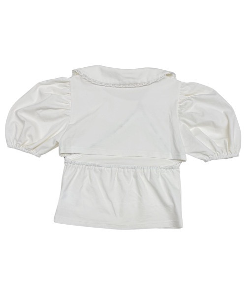 lilLilly(リルリリー)の「ホックテープパフスリーブトップス(Tシャツ/カットソー・レディース・チェック/グレー/ホワイト・FREE)」の9枚目の写真
