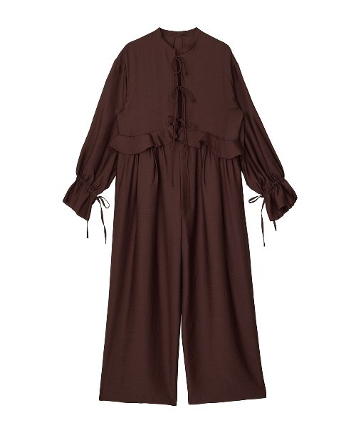 Ameri(アメリ)の「RIBBON DESIGN SHEER ROMPERS(つなぎ/オールインワン・レディース・ブラック/ボルドー・X-SMALL/SMALL/MEDIUM)」の2枚目の写真