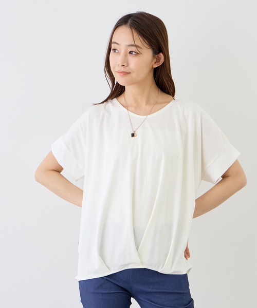 Jayro（ジャイロ）の「ポンチ接触冷感裾タックTシャツ（Tシャツ/カットソー・レディース・ブラック/チャコールグレー/ブルー系その他4/ホワイト系その他/ベージュ系その他2・M）」の2枚目の写真