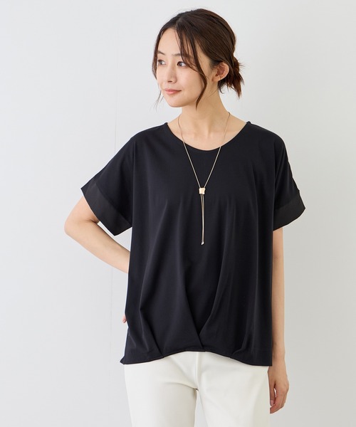 Jayro（ジャイロ）の「ポンチ接触冷感裾タックTシャツ（Tシャツ/カットソー・レディース・ブラック/チャコールグレー/ブルー系その他4/ホワイト系その他/ベージュ系その他2・M）」の6枚目の写真