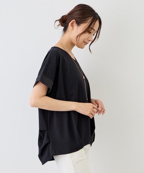 Jayro（ジャイロ）の「ポンチ接触冷感裾タックTシャツ（Tシャツ/カットソー・レディース・ブラック/チャコールグレー/ブルー系その他4/ホワイト系その他/ベージュ系その他2・M）」の7枚目の写真