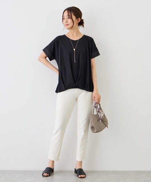 Jayro（ジャイロ）の「ポンチ接触冷感裾タックTシャツ（Tシャツ/カットソー・レディース・ブラック/チャコールグレー/ブルー系その他4/ホワイト系その他/ベージュ系その他2・M）」の9枚目の写真