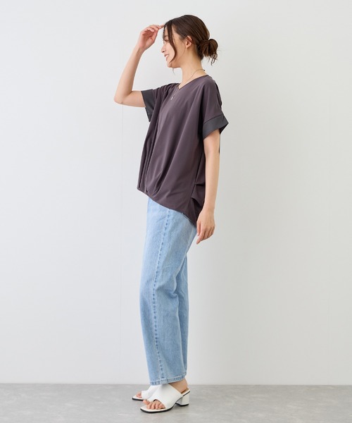 Jayro（ジャイロ）の「ポンチ接触冷感裾タックTシャツ（Tシャツ/カットソー・レディース・ブラック/チャコールグレー/ブルー系その他4/ホワイト系その他/ベージュ系その他2・M）」の17枚目の写真