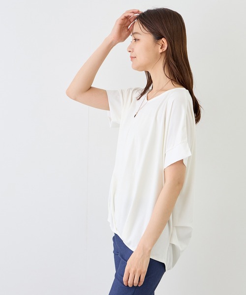Jayro（ジャイロ）の「ポンチ接触冷感裾タックTシャツ（Tシャツ/カットソー・レディース・ブラック/チャコールグレー/ブルー系その他4/ホワイト系その他/ベージュ系その他2・M）」の20枚目の写真