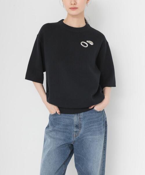 URBAN RESEARCH(アーバンリサーチ)の「コットンカシミヤハーフスリーブニット(ニット/セーター・レディース・ブルー系その他/グレー/オフホワイト・FREE)」の1枚目の写真