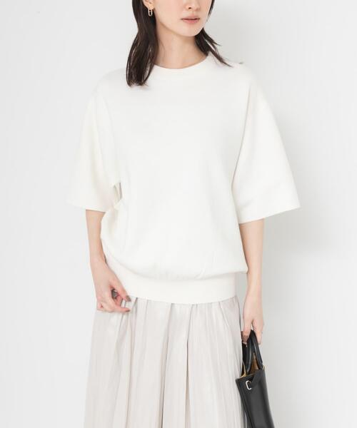 URBAN RESEARCH(アーバンリサーチ)の「コットンカシミヤハーフスリーブニット(ニット/セーター・レディース・ブルー系その他/グレー/オフホワイト・FREE)」の2枚目の写真