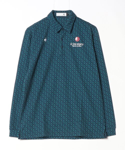 le coq sportif GOLF（ルコックスポルティフゴルフ）の「ルコックゴルフ　ミニボトル幾何学柄長袖シャツ（ポロシャツ・メンズ・レッド/ネイビー/ブルー・XXL/L/XL/M）」の2枚目の写真