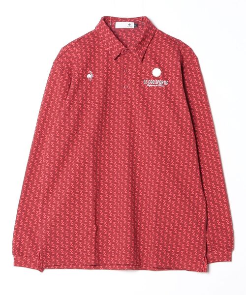 le coq sportif GOLF（ルコックスポルティフゴルフ）の「ルコックゴルフ　ミニボトル幾何学柄長袖シャツ（ポロシャツ・メンズ・レッド/ネイビー/ブルー・XXL/L/XL/M）」の3枚目の写真