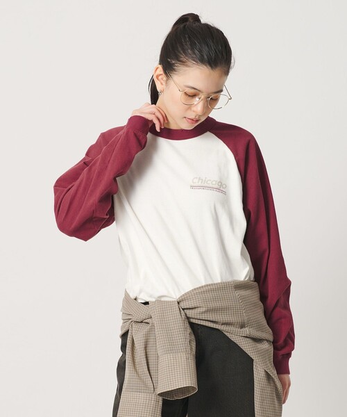 HEAR MY NAME(ヒアマイネーム)の「【別注】<HEAR MY NAME>ラグラン ロングスリーブ Tシャツ(Tシャツ/カットソー・レディース・ネイビー/レッド/オリーブ・FREE)」の4枚目の写真