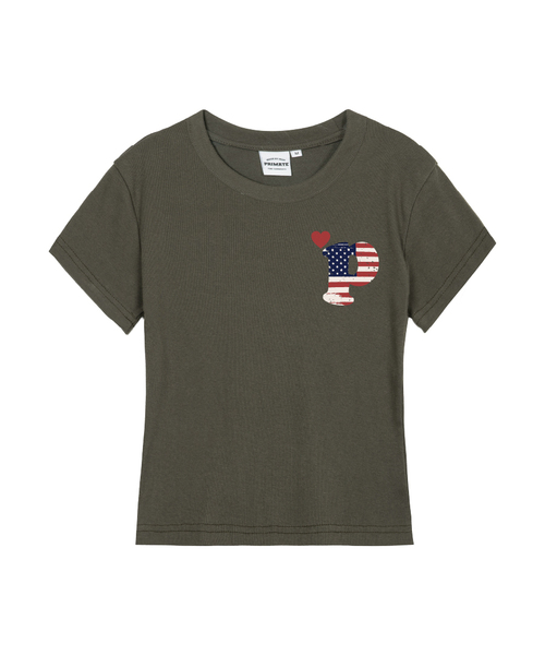 PRIMATE(プライメイト)の「PMERICA レディース スリムフィット 半袖Tシャツ 5 COLORS(Tシャツ/カットソー・レディース・ホワイト/ブラック/カーキ/クリーム/チャコール・SMALL/MEDIUM/LARGE)」の5枚目の写真
