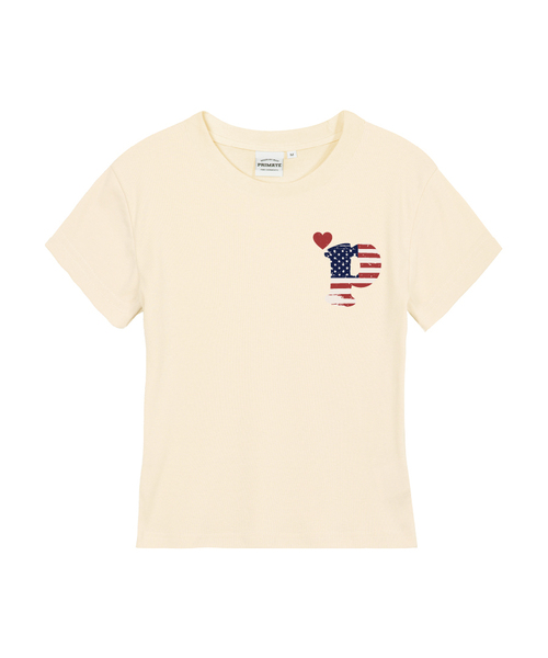 PRIMATE(プライメイト)の「PMERICA レディース スリムフィット 半袖Tシャツ 5 COLORS(Tシャツ/カットソー・レディース・ホワイト/ブラック/カーキ/クリーム/チャコール・SMALL/MEDIUM/LARGE)」の4枚目の写真