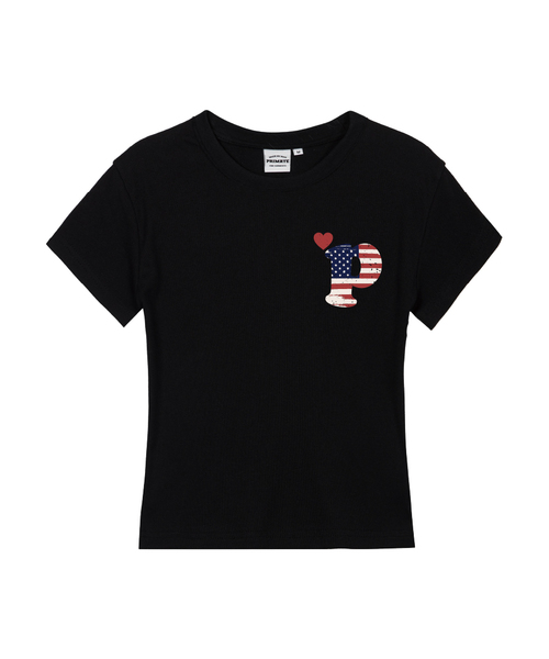 PRIMATE(プライメイト)の「PMERICA レディース スリムフィット 半袖Tシャツ 5 COLORS(Tシャツ/カットソー・レディース・ホワイト/ブラック/カーキ/クリーム/チャコール・SMALL/MEDIUM/LARGE)」の2枚目の写真