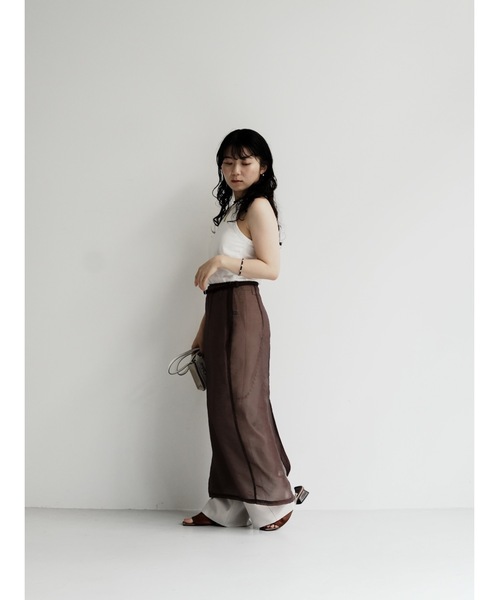 Katrin TOKYO(カトリーントーキョー)の「belted sheer skirt(スカート・レディース・ピンク/アイボリー/ブラウン・XS/FREE)」の4枚目の写真