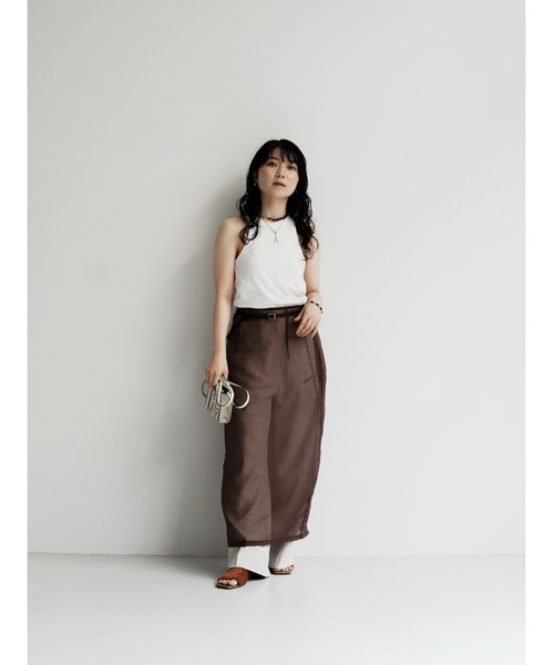 Katrin TOKYO(カトリーントーキョー)の「belted sheer skirt(スカート・レディース・ピンク/アイボリー/ブラウン・XS/FREE)」の7枚目の写真